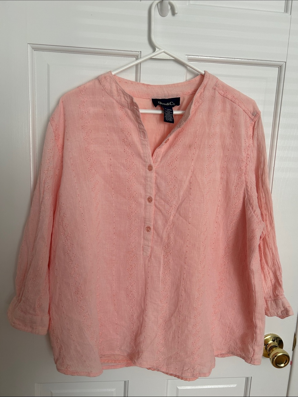 Denim&Co Pink Eyelet Tunic Top